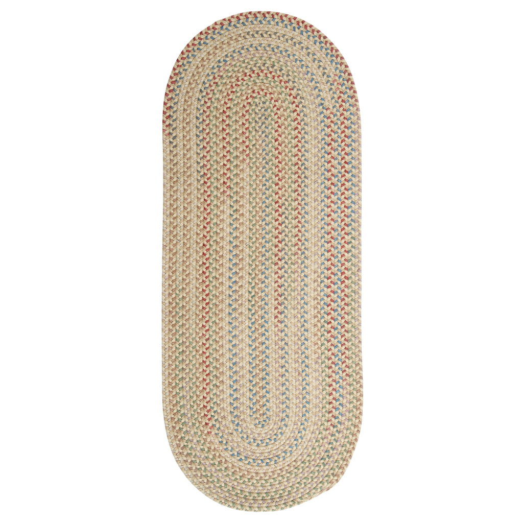 Colonial Mills Charlesgate Multicolor Handmade Oval Indoor Runner - Elegant Braided Runner with Red &amp; Blue Accent