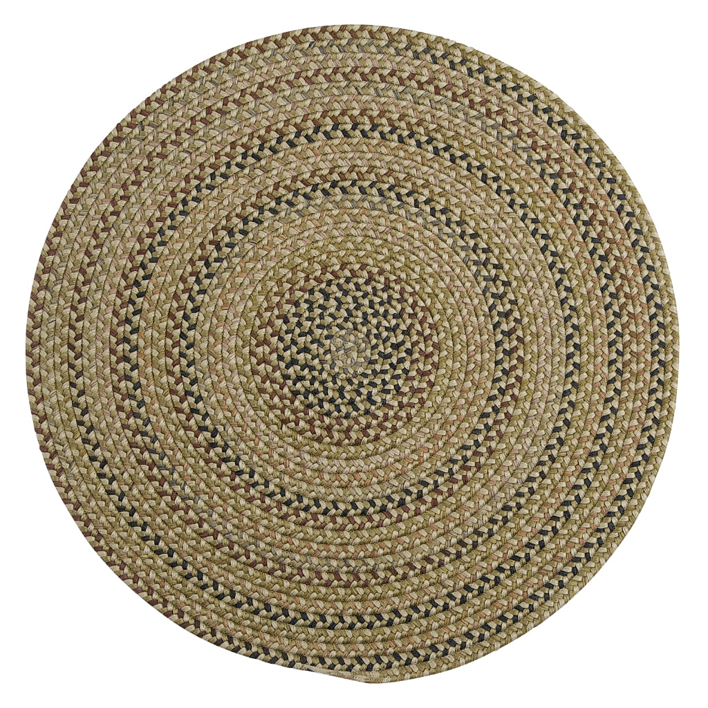 Colonial Mills Charlesgate Multicolor Handmade Round Indoor Area Rug - Vibrant Braided Rug with Green &amp; Brown Accent