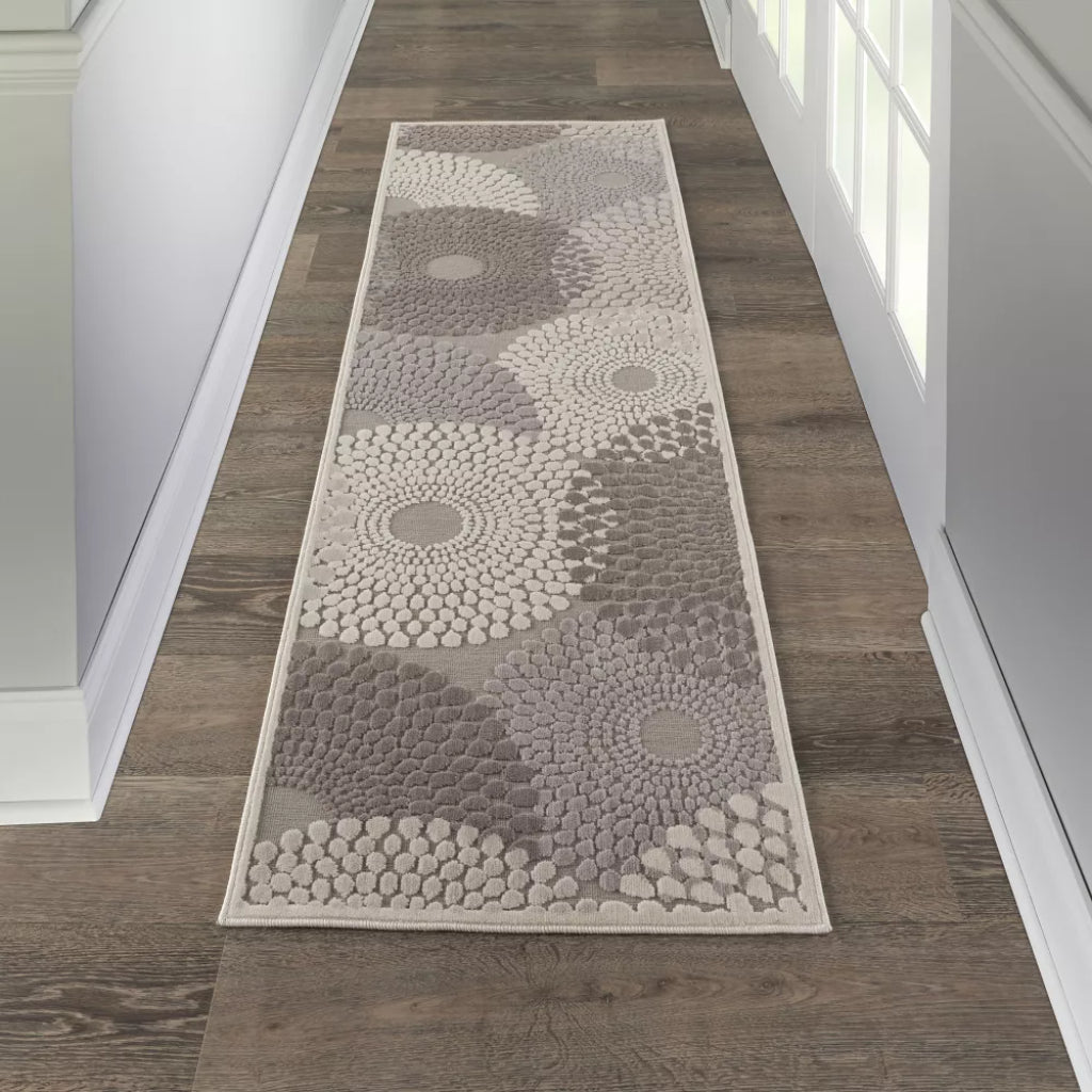 Nourison Home Graphic Illusions GIL04 Grey Indoor Runner - Power Loomed Living Room Runner-