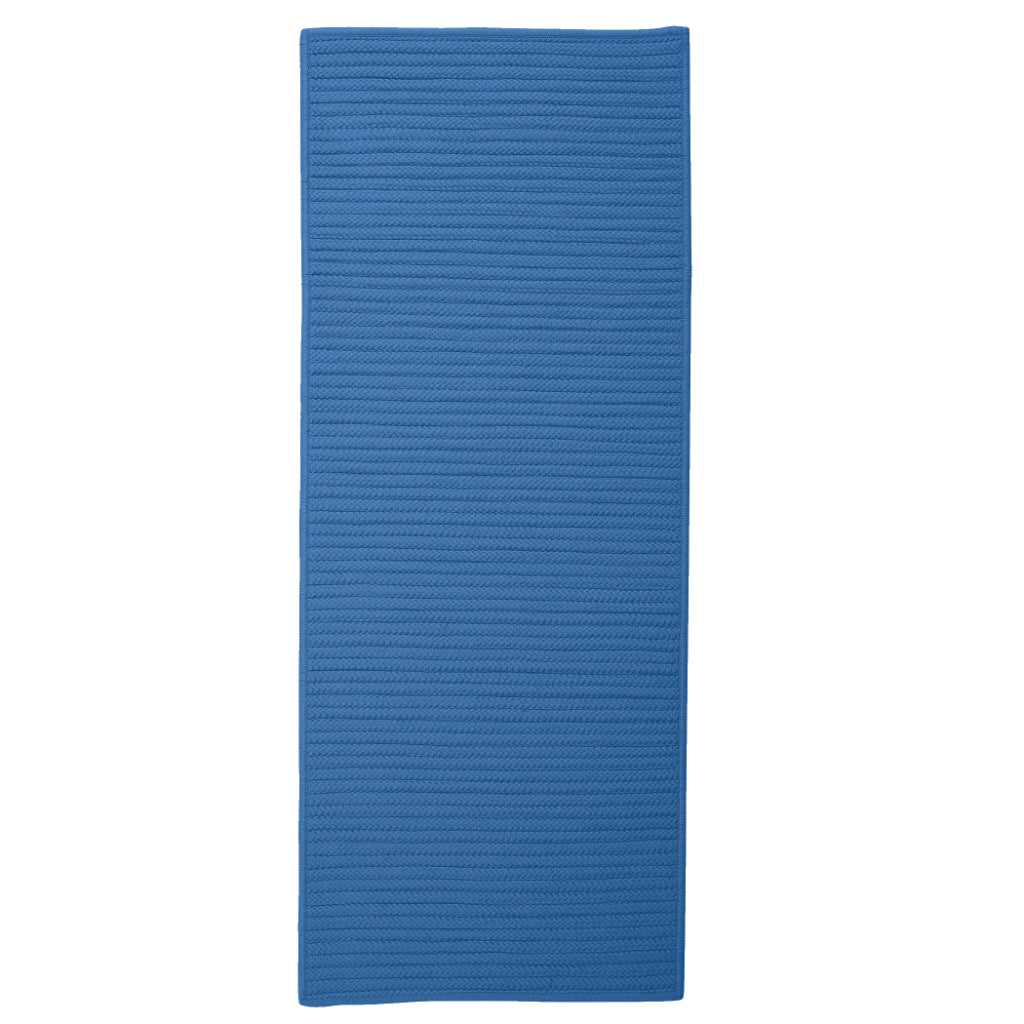 Colonial Mills Simply Home Solid Blue Ice Rectangle Indoor / Outdoor Runner - Stain &amp; Fade Resistant Reversible Handmade Rug