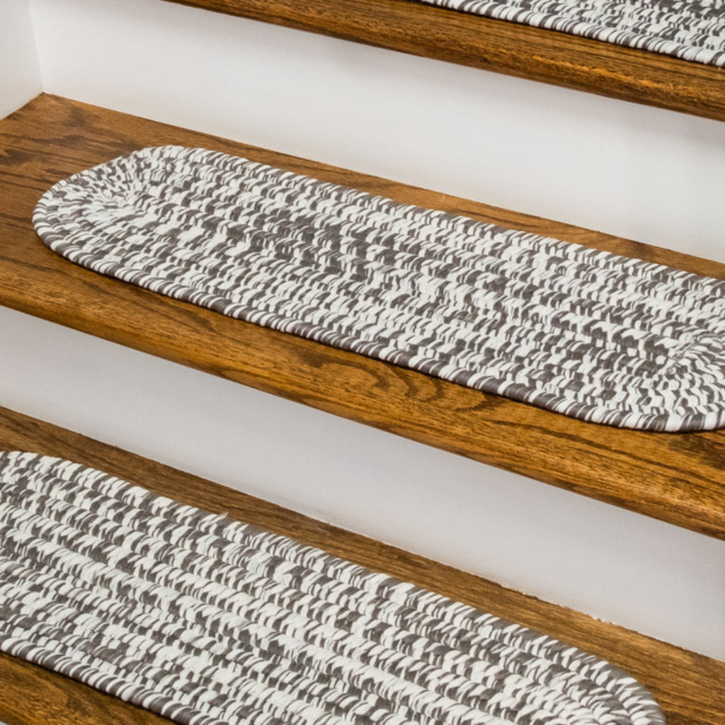Colonial Mills Howell Tweed Gray Oval Indoor / Outdoor Stair Tread - Stain and Fade Resistant Handmade Stair Tread