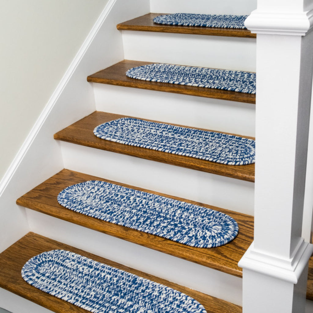 Colonial Mills Howell Tweed Jasmine Oval Indoor / Outdoor Stair Tread - Stain and Fade Resistant Handmade Stair Tread