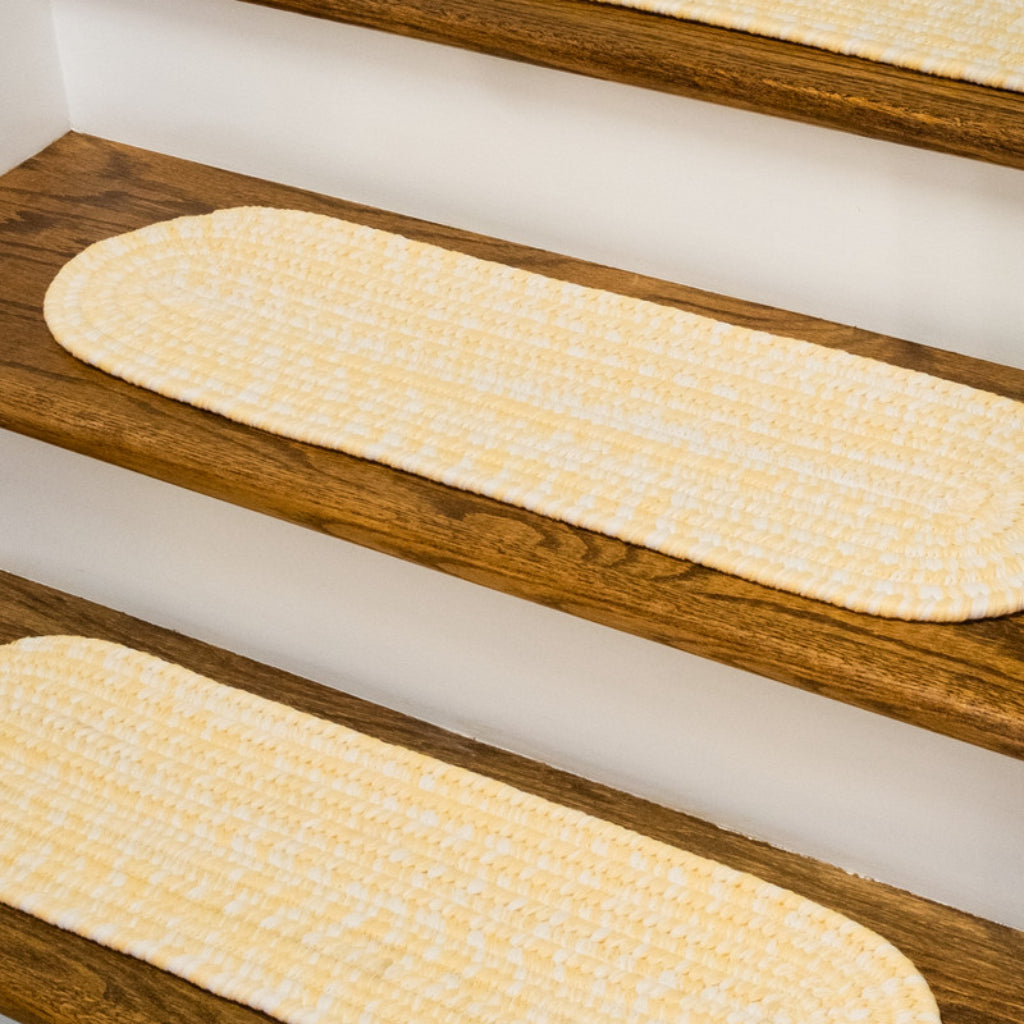 Colonial Mills Howell Tweed Yellow Oval Indoor / Outdoor Stair Tread - Stain and Fade Resistant Handmade Stair Tread