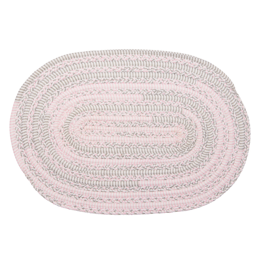 Colonial Mills Bella Nursery Multicolor Oval Cotton-Blend Rug - Soft &amp; Comfortable Reversible Kids Room Rug with Pink Braided Design