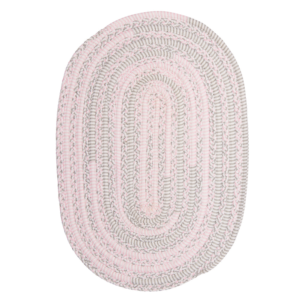 Colonial Mills Bella Nursery Multicolor Oval Cotton-Blend Rug - Soft &amp; Comfortable Reversible Kids Room Rug with Pink Braided Design