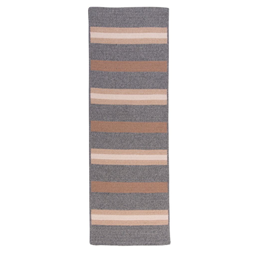 Colonial Mills Elmdale Multicolor Indoor Reversible Runner - Stylish Braided Handmade Runner with Beige &amp; Gray Stripes