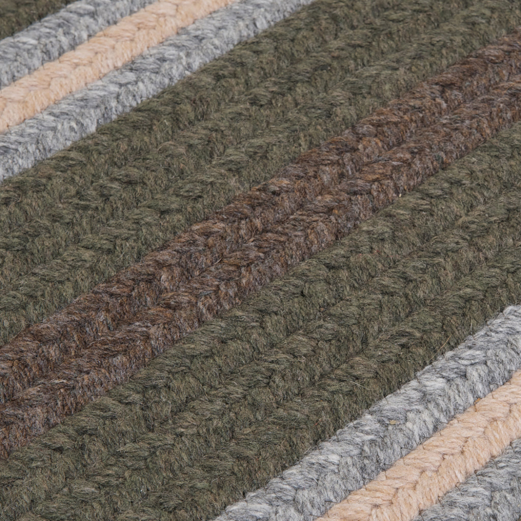 Colonial Mills Elmdale Multicolor Indoor Reversible Runner - Exquisite Braided Handmade Runner with Green &amp; Gray Stripes