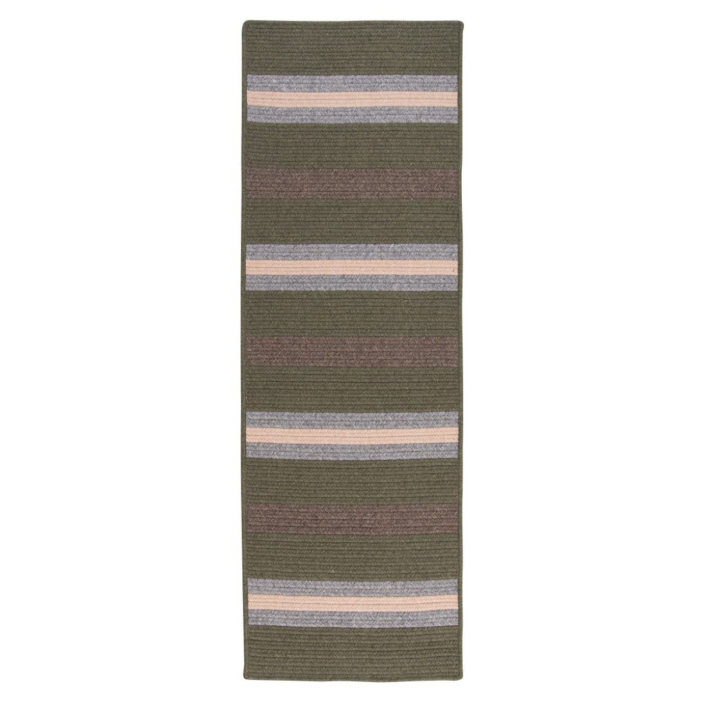 Colonial Mills Elmdale Multicolor Indoor Reversible Runner - Exquisite Braided Handmade Runner with Green &amp; Gray Stripes