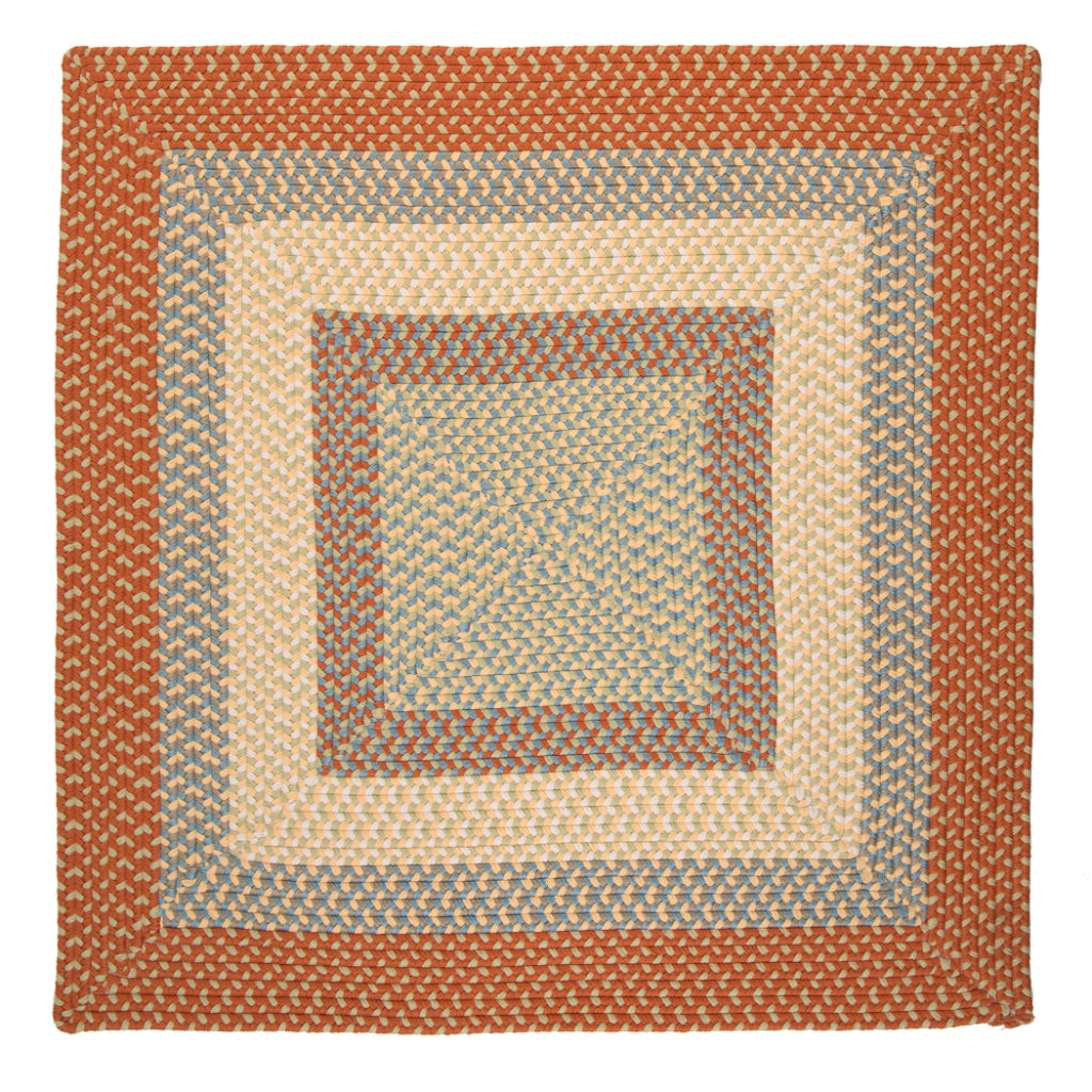 Colonial Mills Montego Multicolor Square Indoor / Outdoor Area Rug - Stain &amp; Fade Resistant Reversible Rug with Orange Accent