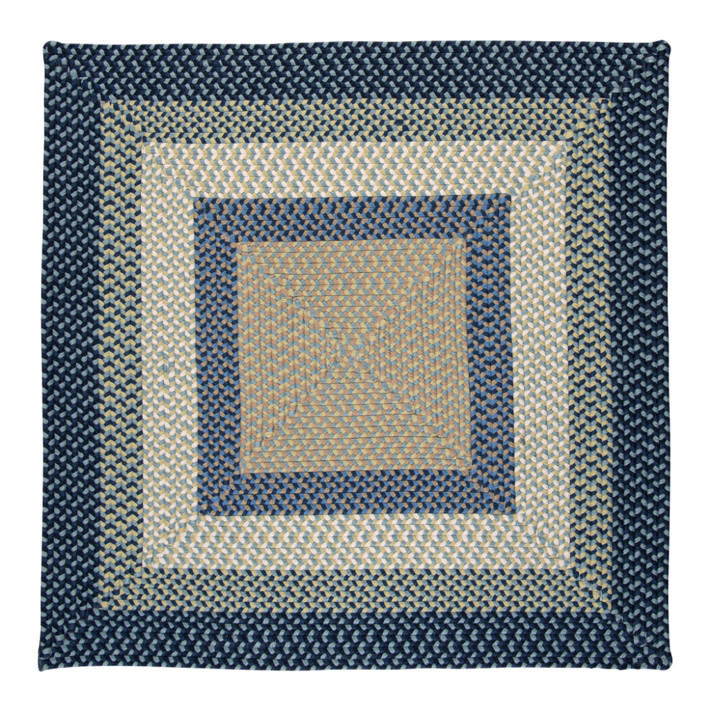 Colonial Mills Montego Blue Burst Square Indoor / Outdoor Area Rug - Stain &amp; Fade Resistant Reversible Handmade Rug