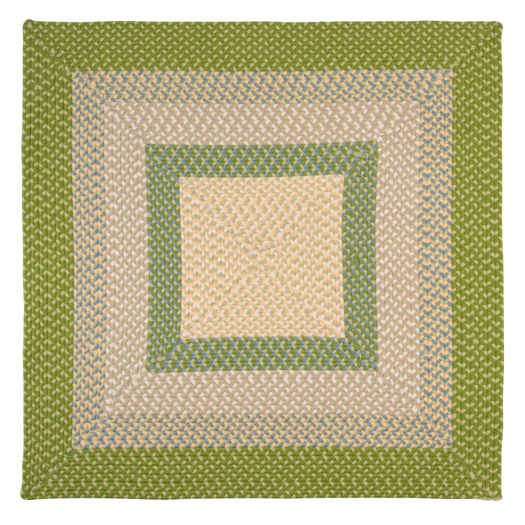 Colonial Mills Montego Multicolor Square Indoor / Outdoor Area Rug - Stain &amp; Fade Resistant Reversible Rug with Lime Green Accent