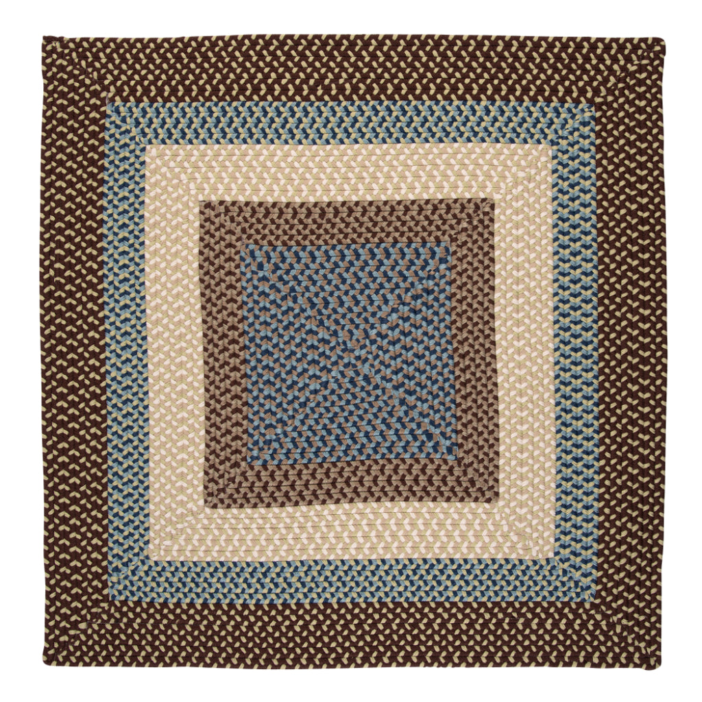 Colonial Mills Montego Multicolor Square Indoor / Outdoor Area Rug - Stain &amp; Fade Resistant Reversible Rug with Blue &amp; Brown Accent