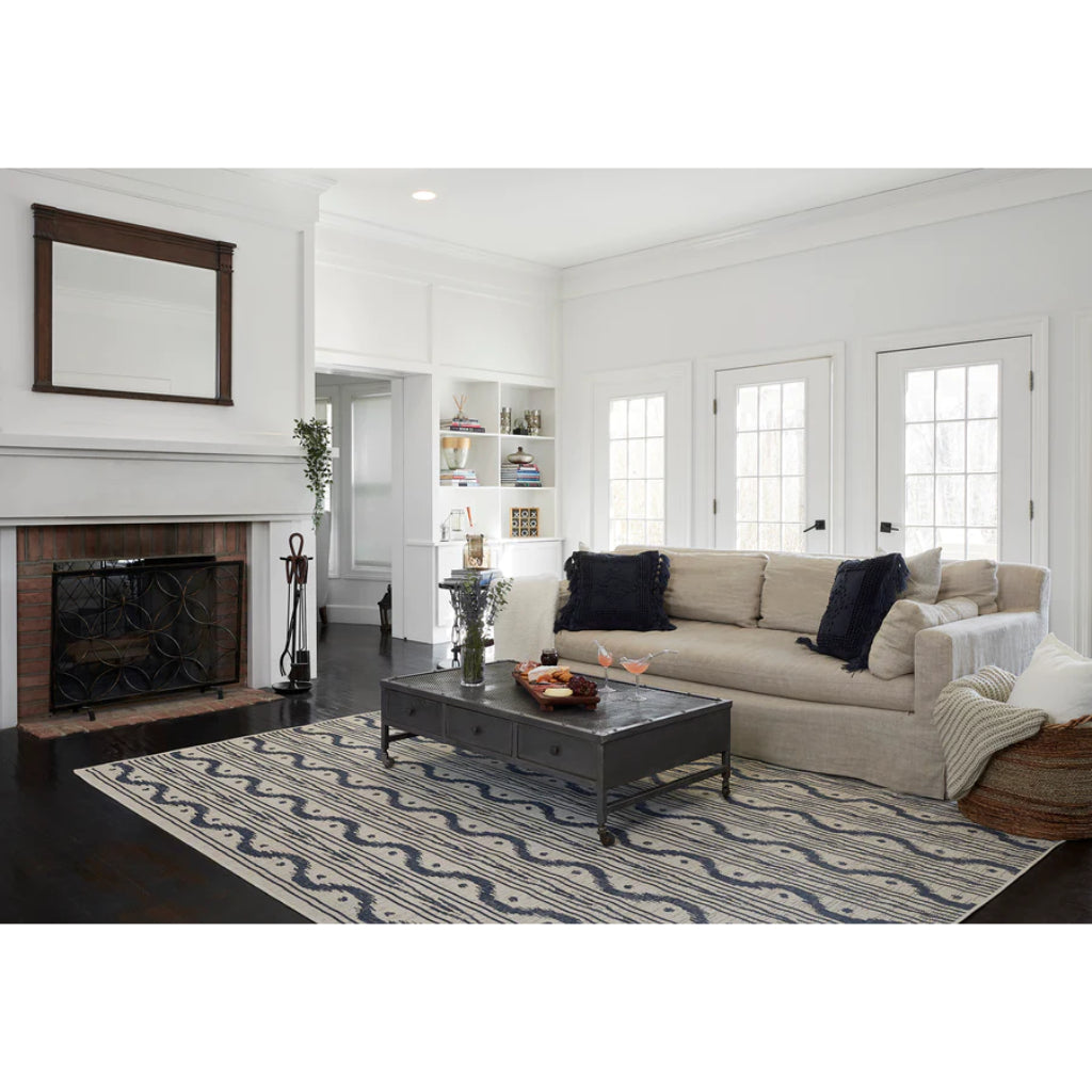 Momeni Riviera RV-05 Blue Rectangle Indoor / Outdoor Power Loomed Area Rug - Stylish & Versatile Washable Living Room, Porch & Patio Rug-