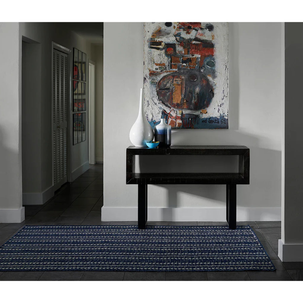 Momeni Riviera RV-06 Navy Rectangle Indoor / Outdoor Power Loomed Area Rug - Trendy & Versatile Washable Living Room, Porch & Patio Rug-