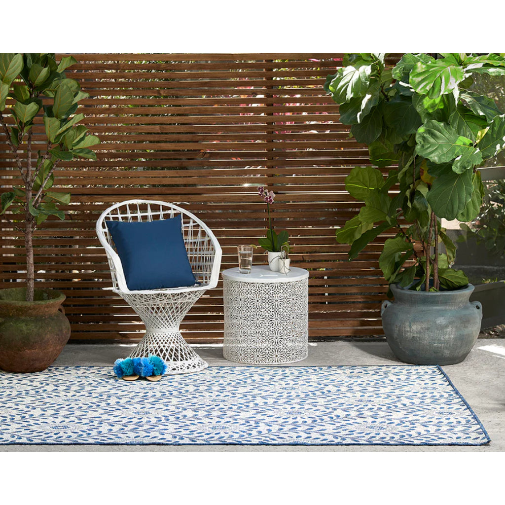 Momeni Riviera RV-09 Blue Rectangle Indoor / Outdoor Power Loomed Area Rug - Trendy &amp; Versatile Washable Living Room, Porch &amp; Patio Rug