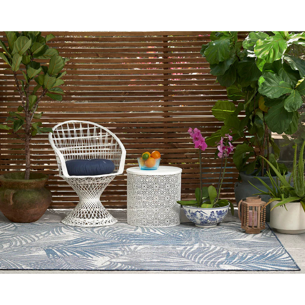 Momeni Riviera RV-04 Blue Rectangle Indoor / Outdoor Power Loomed Area Rug - Vibrant &amp; Versatile Washable Living Room, Porch &amp; Patio Rug