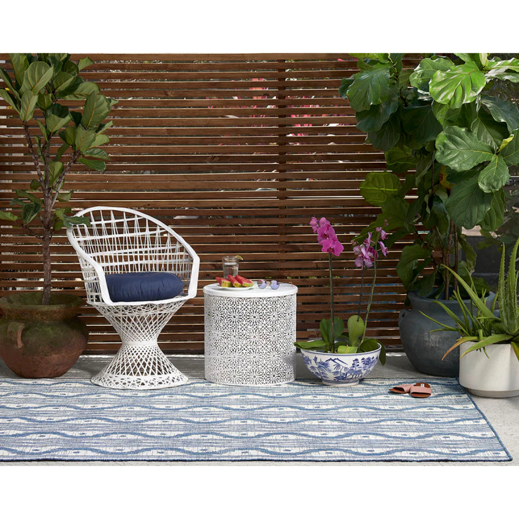 Momeni Riviera RV-05 Blue Rectangle Indoor / Outdoor Power Loomed Area Rug - Stylish &amp; Versatile Washable Living Room, Porch &amp; Patio Rug