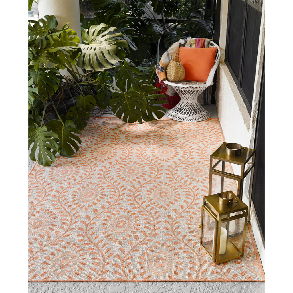 Momeni Riviera RV-09 Coral Rectangle Indoor / Outdoor Power Loomed Area Rug - Vibrant &amp; Versatile Washable Living Room, Porch &amp; Patio Rug