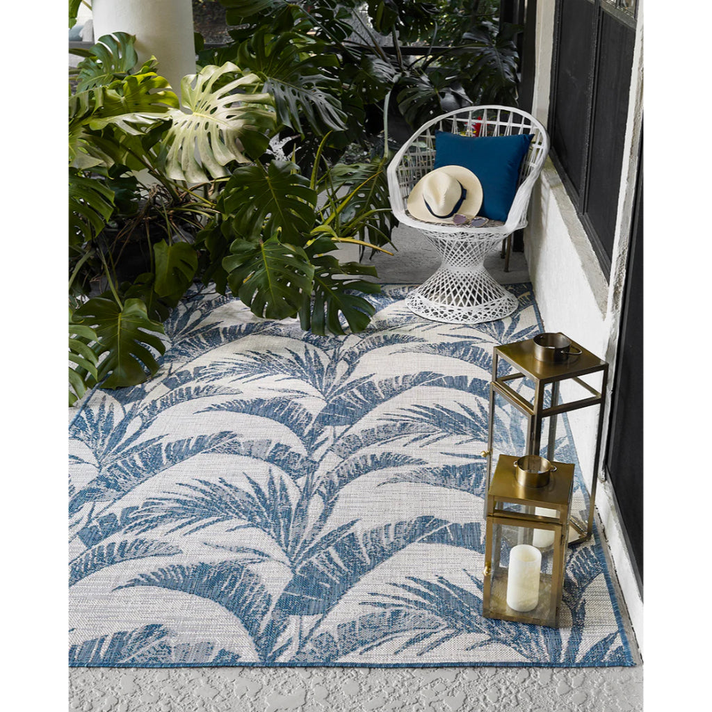 Momeni Riviera RV-01 Blue Rectangle Indoor / Outdoor Power Loomed Area Rug - Trendy & Versatile Washable Living Room, Porch & Patio Rug-