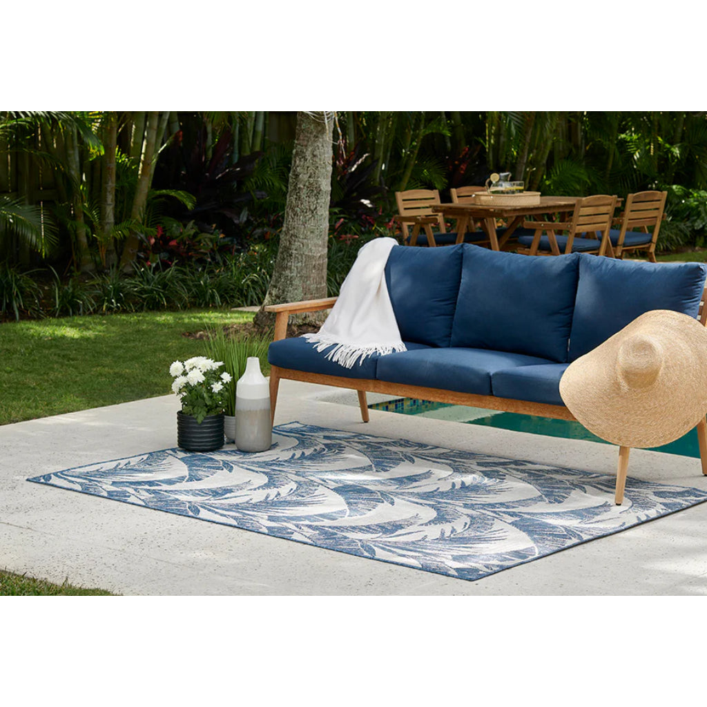 Momeni Riviera RV-01 Blue Rectangle Indoor / Outdoor Power Loomed Area Rug - Trendy &amp; Versatile Washable Living Room, Porch &amp; Patio Rug