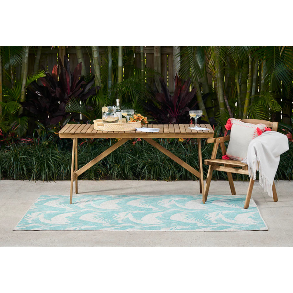 Momeni Riviera RV-01 Aqua Rectangle Indoor / Outdoor Power Loomed Area Rug - Stylish &amp; Versatile Washable Living Room, Porch &amp; Patio Rug