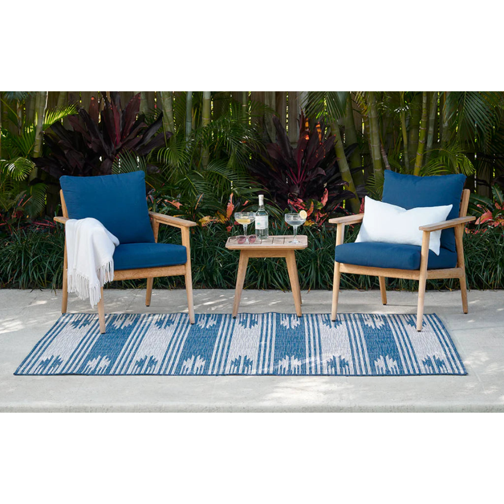 Momeni Riviera RV-07 Blue Rectangle Indoor / Outdoor Power Loomed Area Rug - Vibrant &amp; Versatile Washable Living Room, Porch &amp; Patio Rug