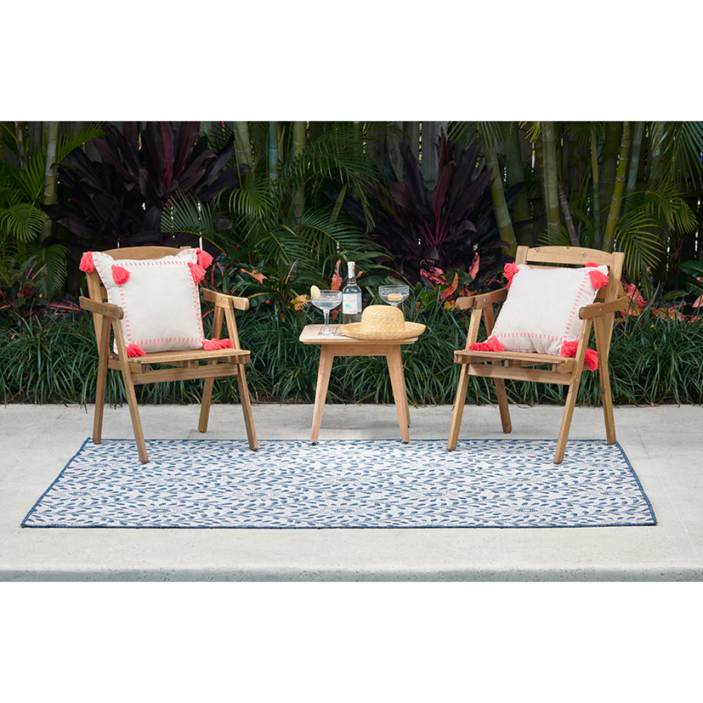 Momeni Riviera RV-09 Blue Rectangle Indoor / Outdoor Power Loomed Area Rug - Trendy &amp; Versatile Washable Living Room, Porch &amp; Patio Rug