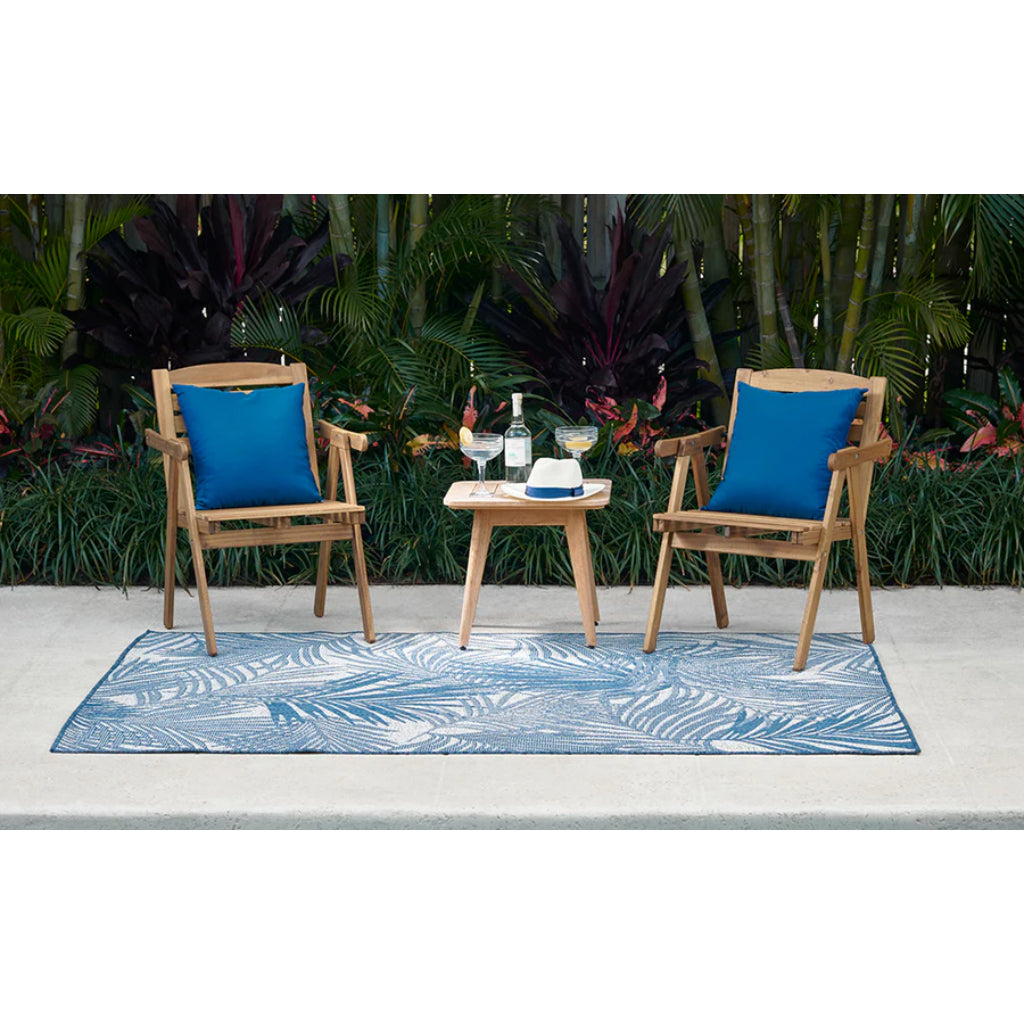 Momeni Riviera RV-04 Blue Rectangle Indoor / Outdoor Power Loomed Area Rug - Vibrant &amp; Versatile Washable Living Room, Porch &amp; Patio Rug