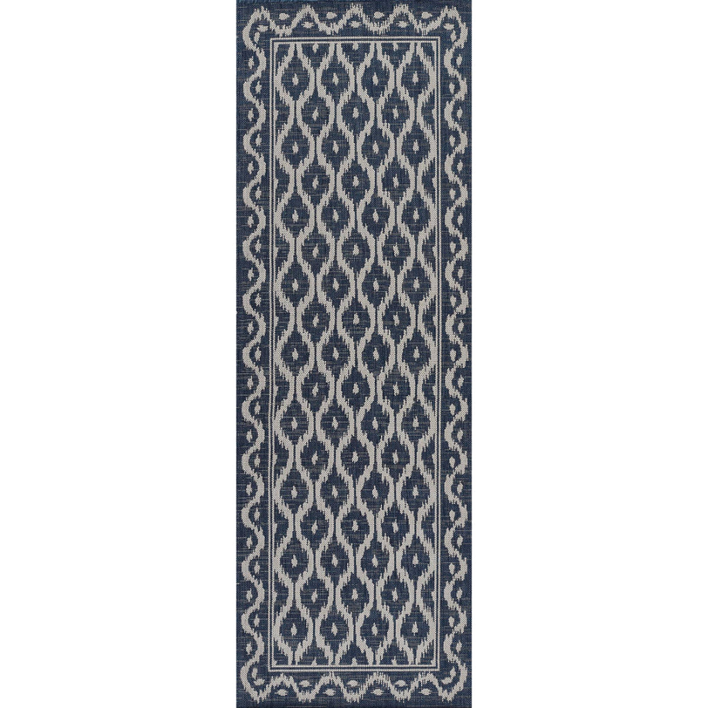 Momeni Riviera RV-02 Blue Rectangle Indoor / Outdoor Power Loomed Runner - Stylish &amp; Versatile Washable Living Room, Porch &amp; Patio Runner