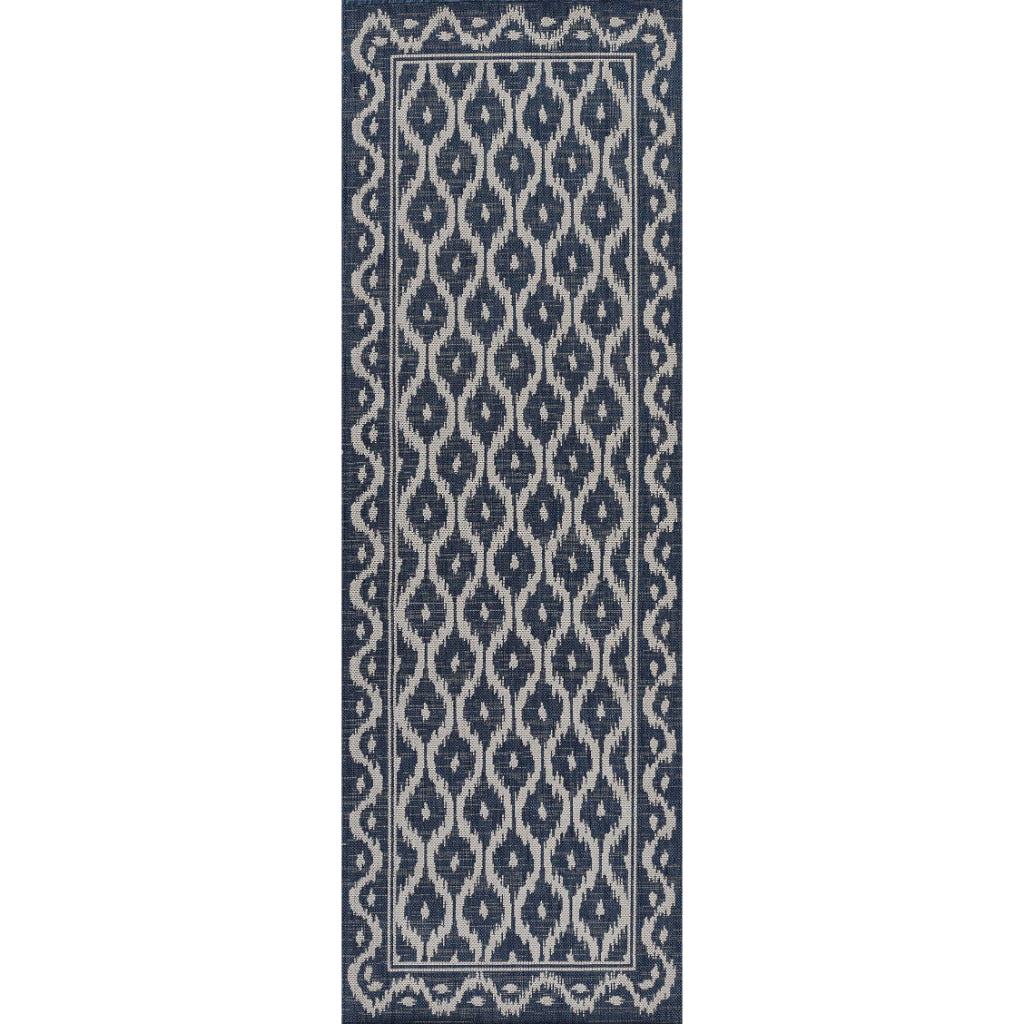 Momeni Riviera RV-02 Blue Rectangle Indoor / Outdoor Power Loomed Runner - Stylish & Versatile Washable Living Room, Porch & Patio Runner-