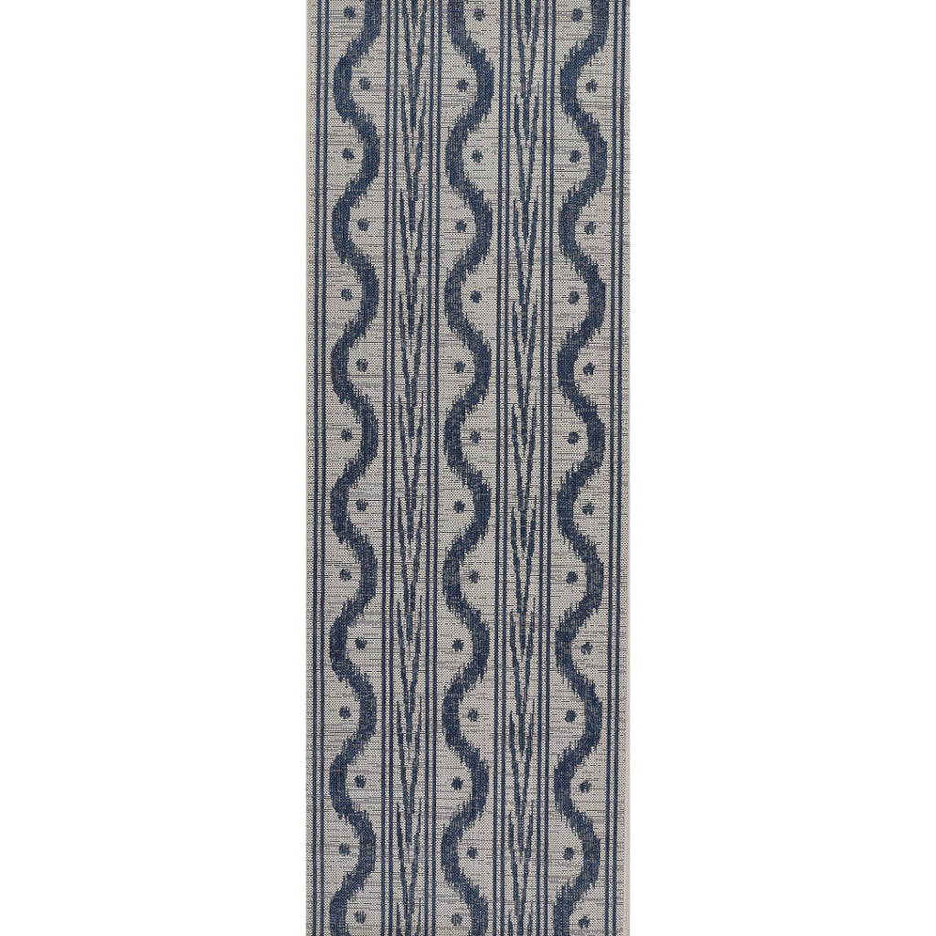 Momeni Riviera RV-05 Blue Rectangle Indoor / Outdoor Power Loomed Runner - Stylish &amp; Versatile Washable Living Room, Porch &amp; Patio Runner