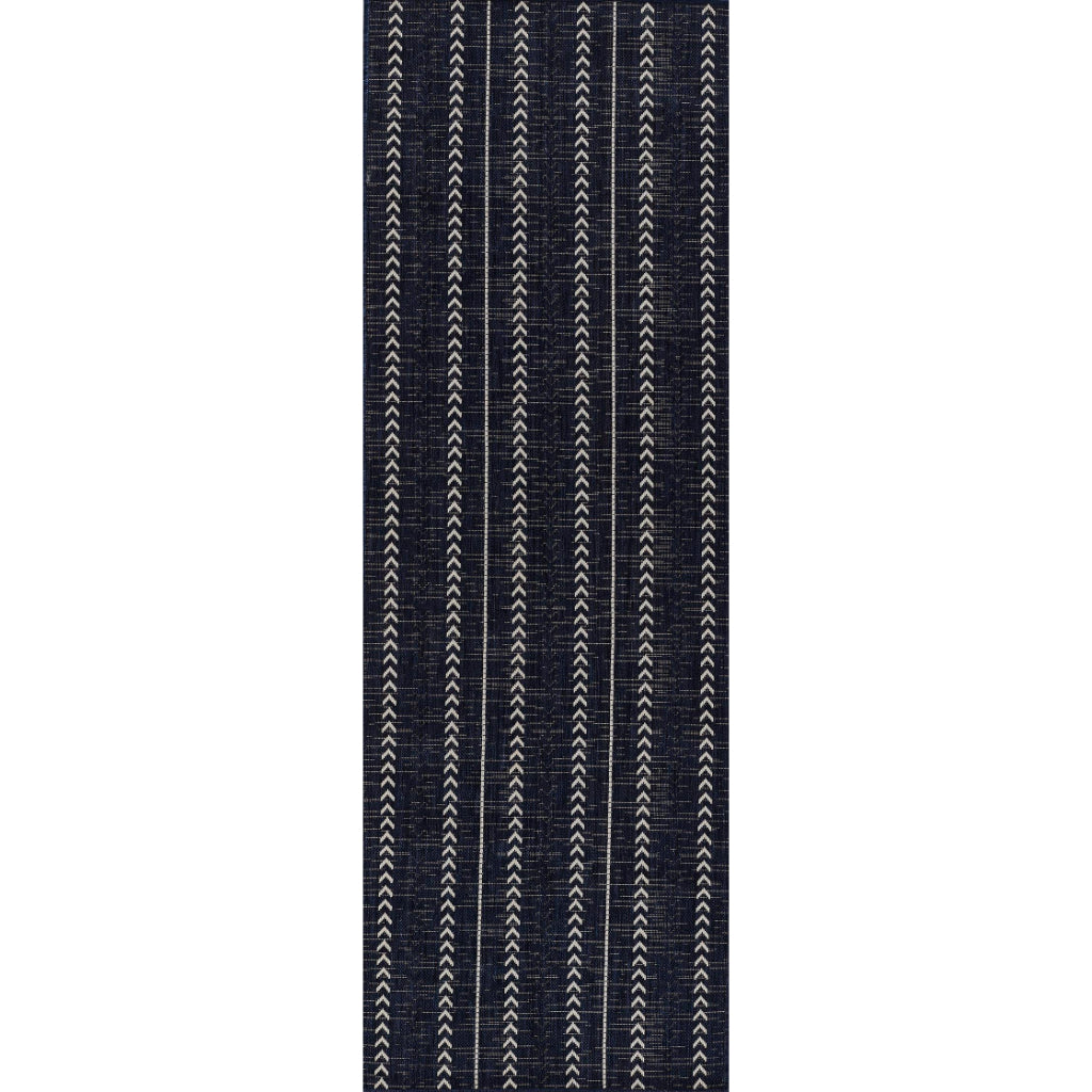 Momeni Riviera RV-06 Navy Rectangle Indoor / Outdoor Power Loomed Runner - Trendy &amp; Versatile Washable Living Room, Porch &amp; Patio Runner