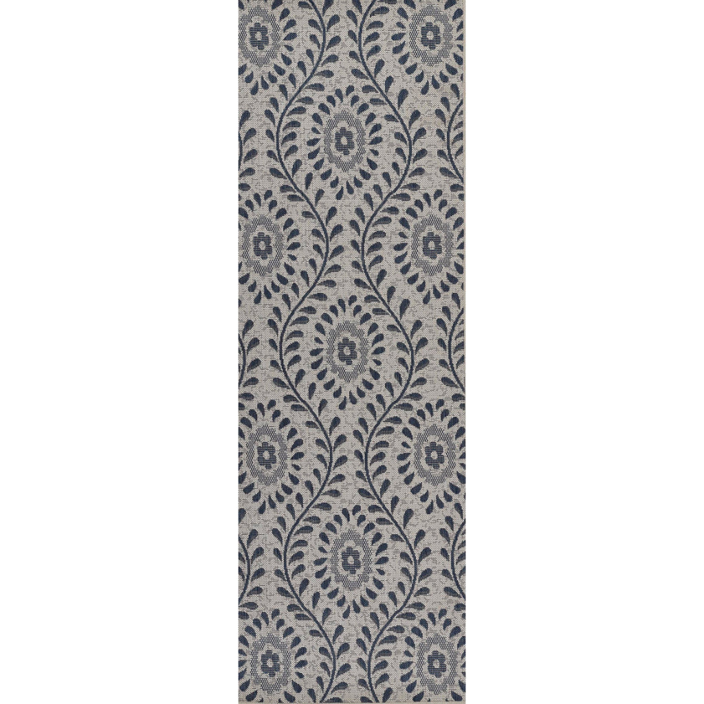 Momeni Riviera RV-09 Blue Rectangle Indoor / Outdoor Power Loomed Runner - Trendy & Versatile Washable Living Room, Porch & Patio Runner-