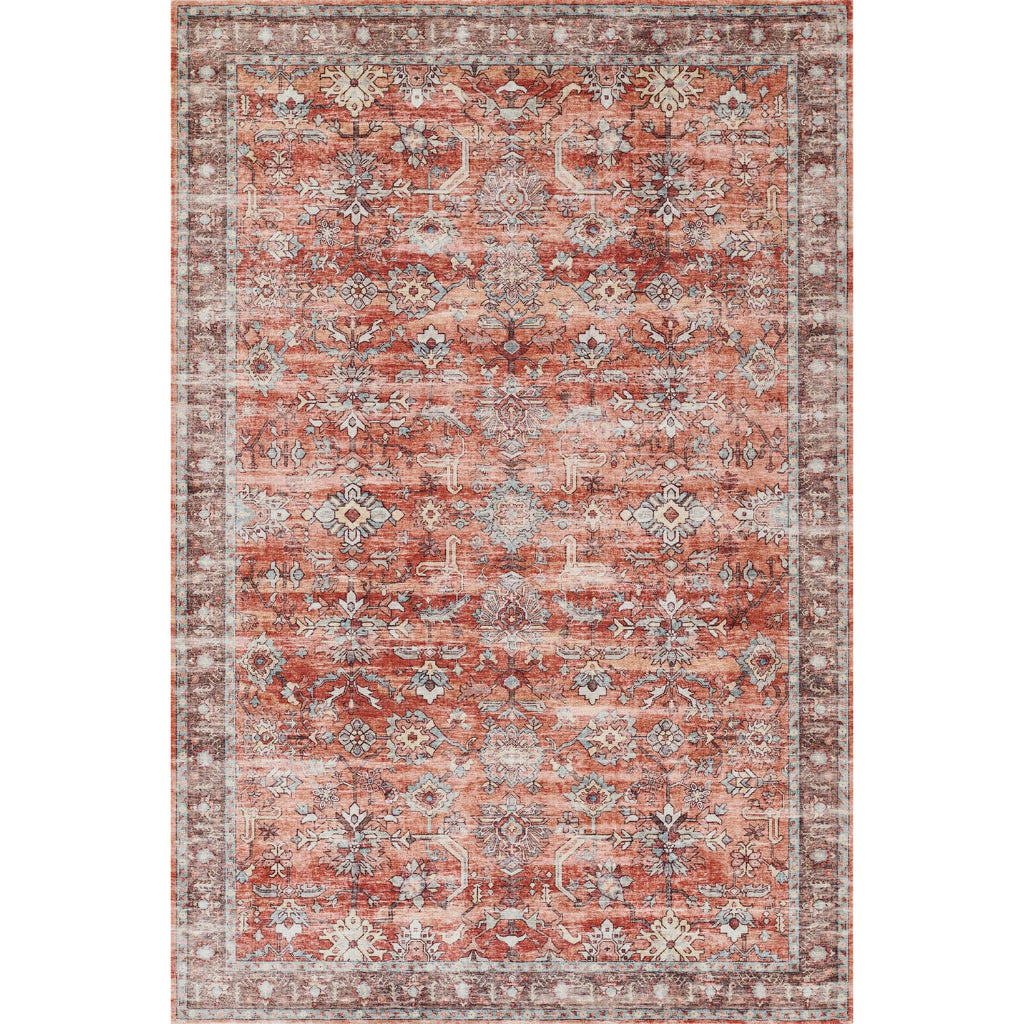 Momeni Sultana SLT-2 Copper Machine Woven Vintage Low Pile Area Rug & Runner - Traditional Rug Made of Polyester with Copper Floral Design-