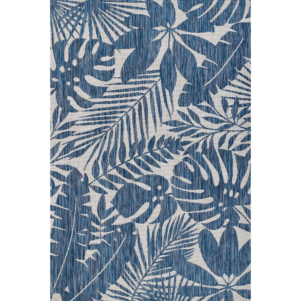 Momeni Villa VI-13 Salerno Blue Rectangle Indoor / Outdoor Area Rug &amp; Runner - Stylish All-Weather Patio &amp; Living Rug with Floral Design