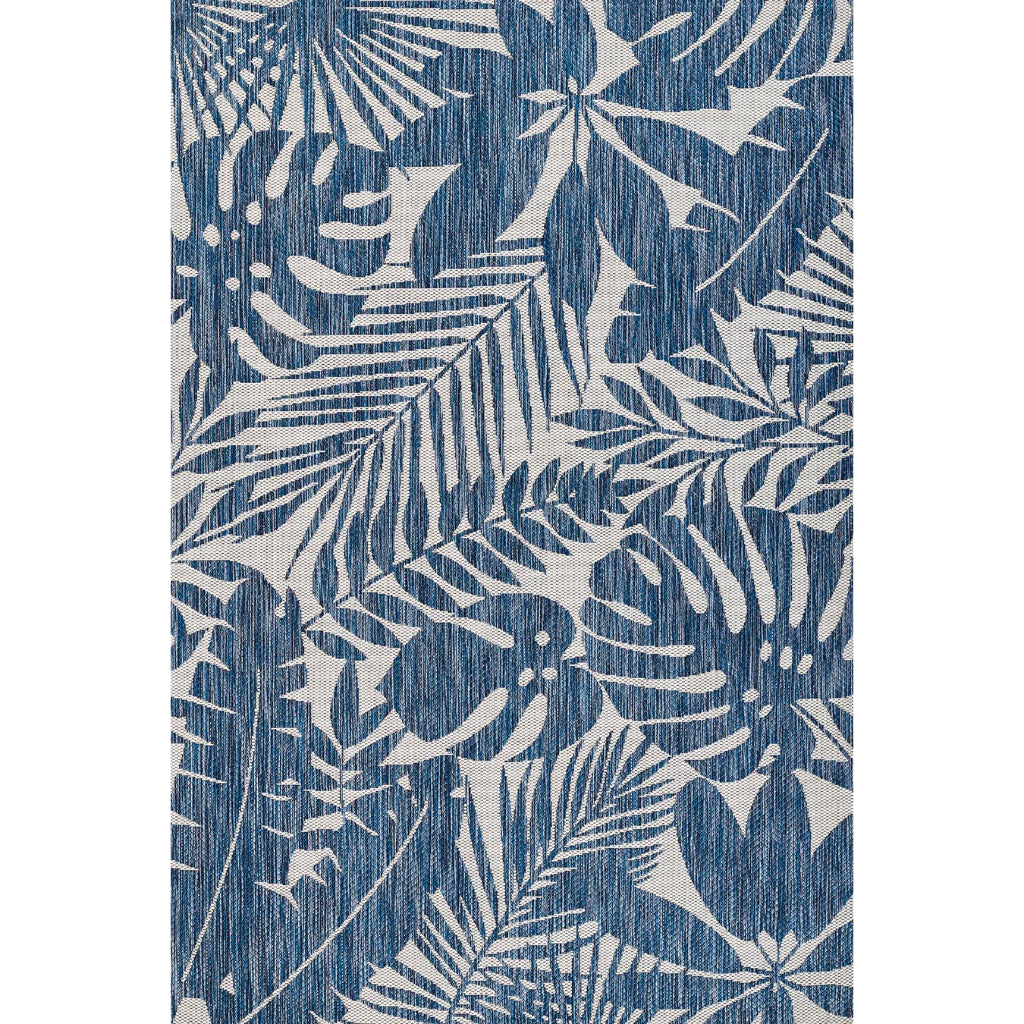 Momeni Villa VI-13 Salerno Blue Rectangle Indoor / Outdoor Area Rug & Runner - Stylish All-Weather Patio & Living Rug with Floral Design-