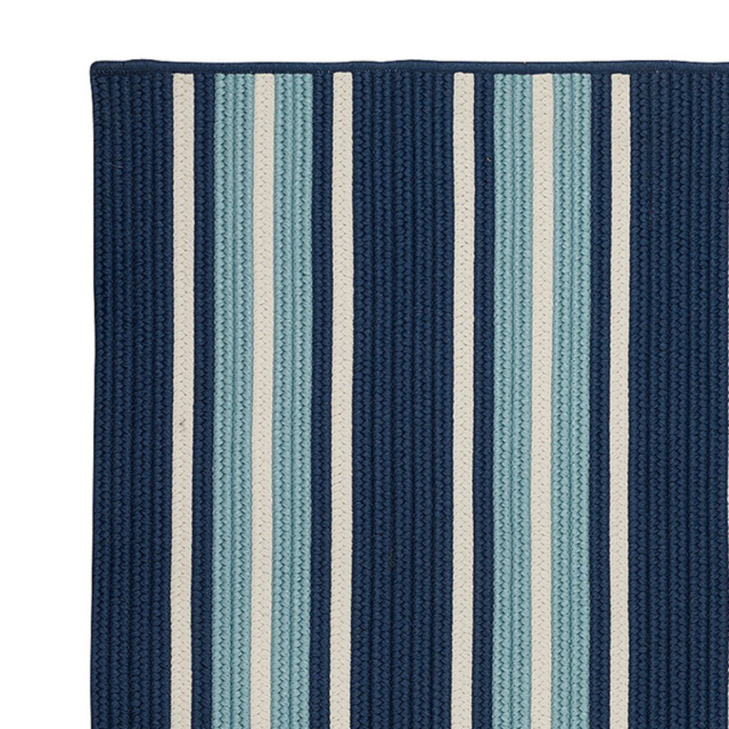 Colonial Mills Mesa Stripe Shoreline Blue Rectangle Indoor / Outdoor Area Rug - Stain &amp; Fade Resistant Braided Handmade Rug