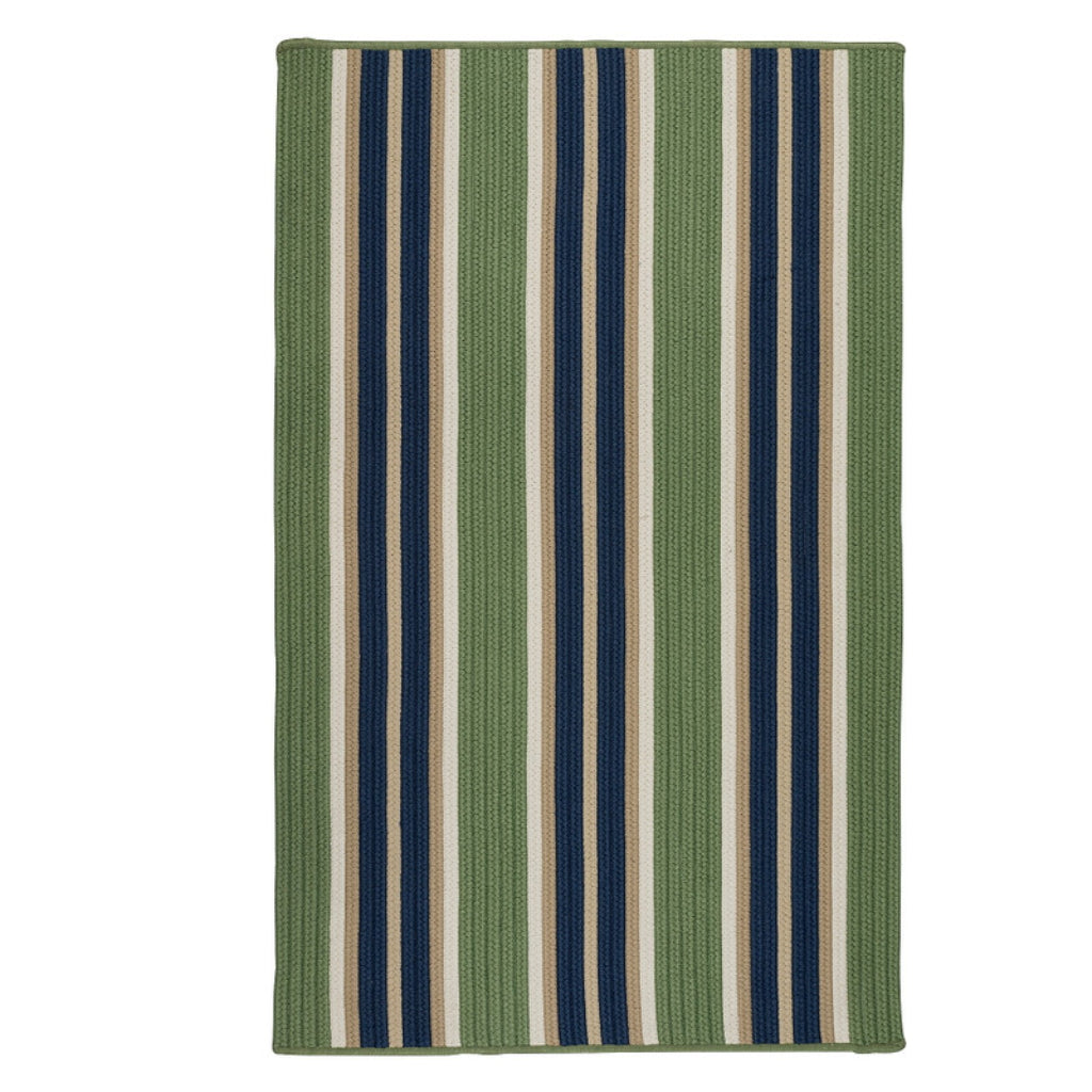 Colonial Mills Mesa Stripe Multicolor Rectangle Indoor / Outdoor Area Rug - Stain &amp; Fade Resistant Braided Rug with Blue &amp; Green Stripes