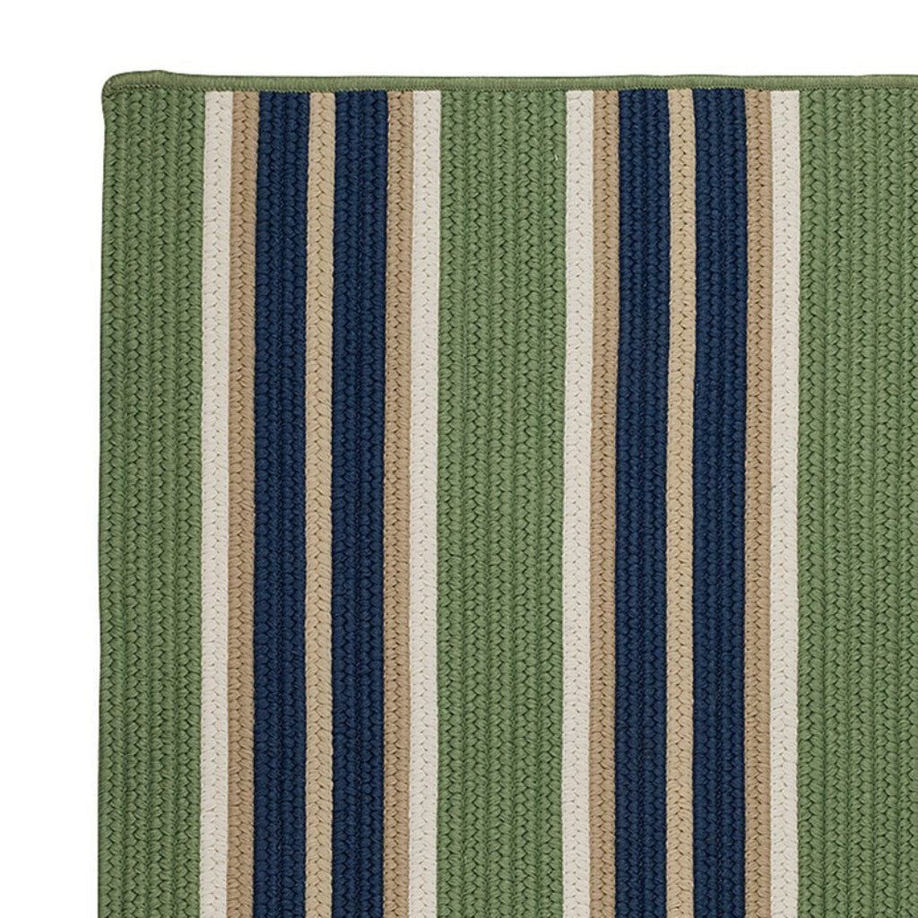 Colonial Mills Mesa Stripe Multicolor Rectangle Indoor / Outdoor Area Rug - Stain &amp; Fade Resistant Braided Rug with Blue &amp; Green Stripes