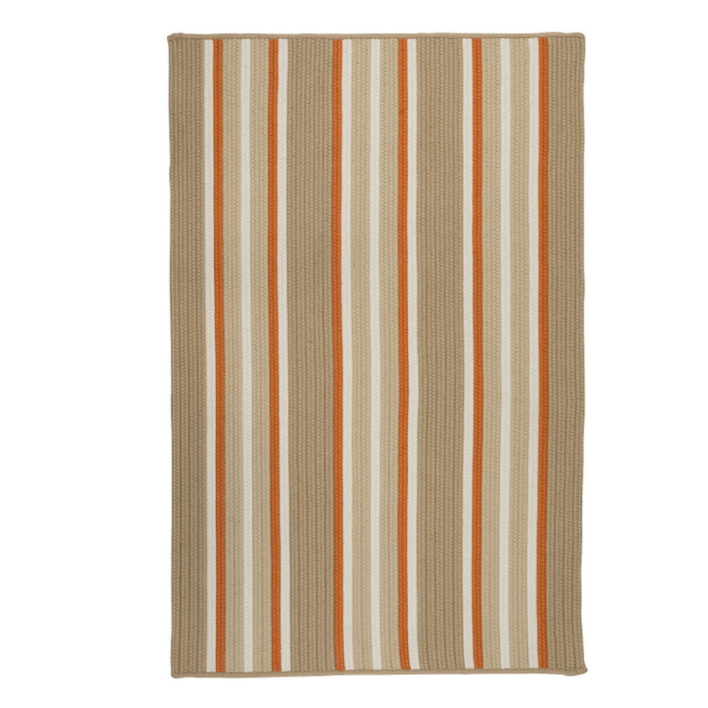 Colonial Mills Mesa Stripe Rusted Sand Rectangle Indoor / Outdoor Area Rug - Stain &amp; Fade Resistant Braided Handmade Rug