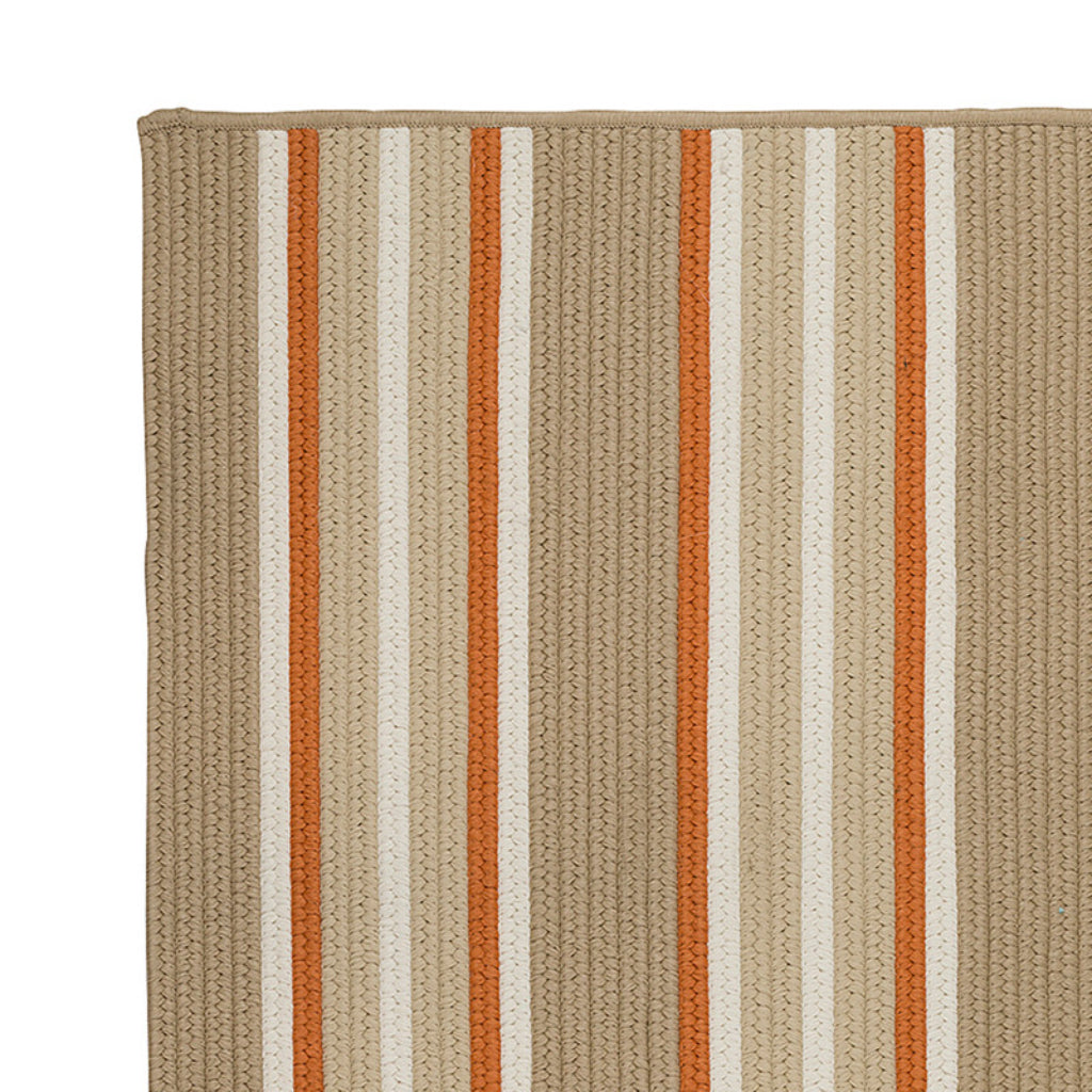 Colonial Mills Mesa Stripe Rusted Sand Rectangle Indoor / Outdoor Area Rug - Stain &amp; Fade Resistant Braided Handmade Rug