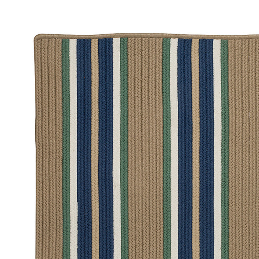 Colonial Mills Mesa Stripe Multicolor Rectangle Indoor / Outdoor Area Rug - Stain &amp; Fade Resistant Braided Rug with Beige &amp; Blue Stripes