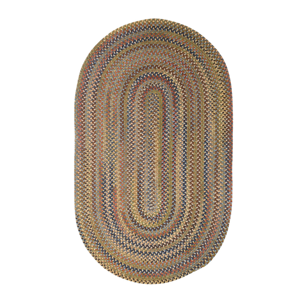 Colonial Mills New England Braid Multicolor Oval Indoor Area Rug - Trendy Reversible Handmade Rug with Green Accent