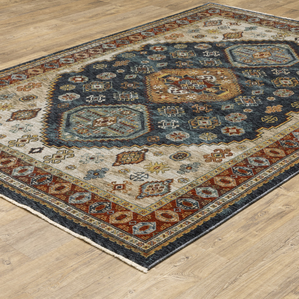Oriental Weavers Aberdeen 005W1 Multicolor Rectangle Indoor Area Rug - Classic Machine Made Persian Rug with Medallion Design-