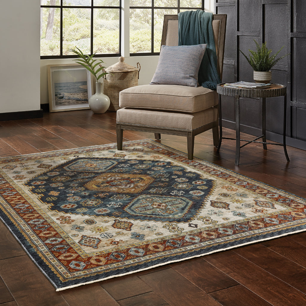 Oriental Weavers Aberdeen 005W1 Multicolor Rectangle Indoor Area Rug - Classic Machine Made Persian Rug with Medallion Design-