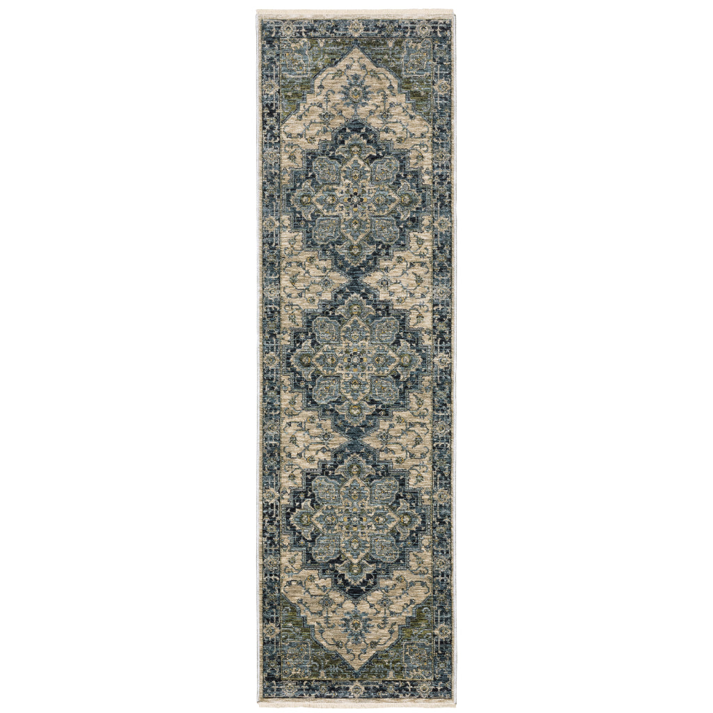 Oriental Weavers Aberdeen 051G1 Multicolor Indoor Runner - Classic Machine Made Persian Rug with Distressed Medallion Design-