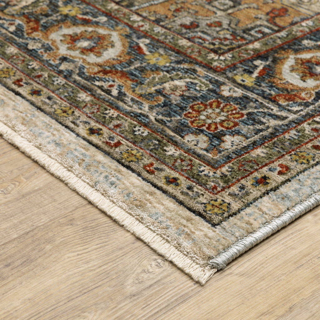 Oriental Weavers Aberdeen 1144W Multicolor Blue Indoor Runner - Classic Machine Made Persian Rug with Star Medallion Design-