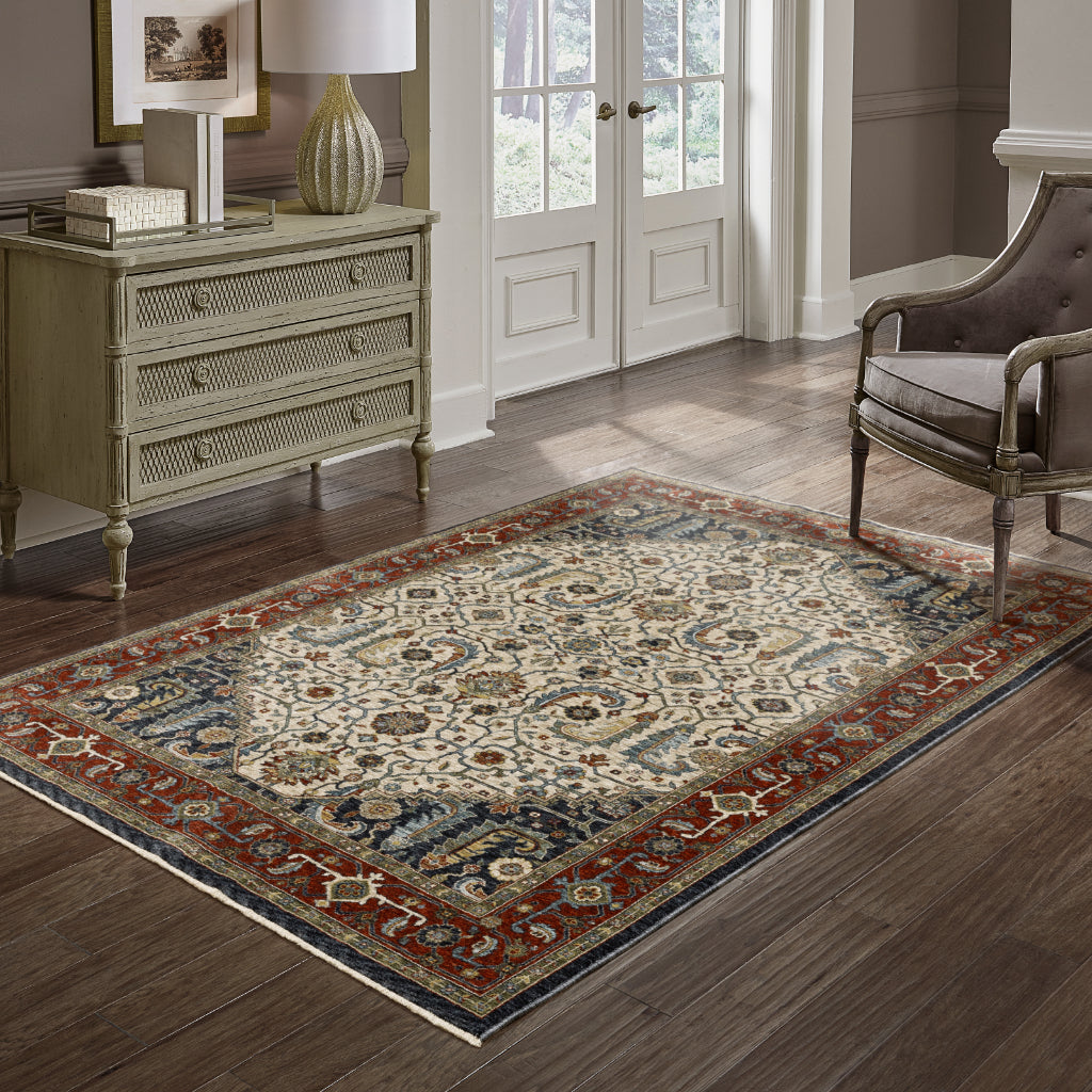 Oriental Weavers Aberdeen 752W1 Multicolor Rectangle Indoor Area Rug - Classic Machine Made Persian Rug with Open Medallion Design-