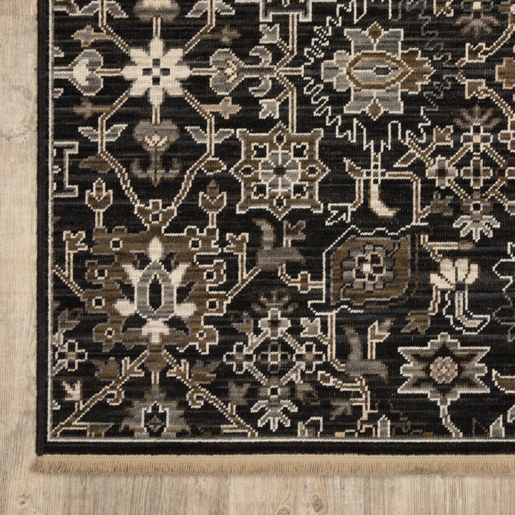 Oriental Weavers Acacia ACA05 Black Rectangle Indoor Runner Oriental Pattern-