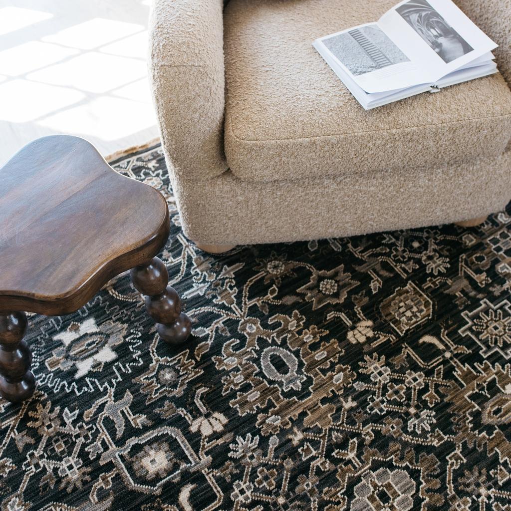 Oriental Weavers Acacia ACA05 Black Rectangle Indoor Runner Oriental Pattern-
